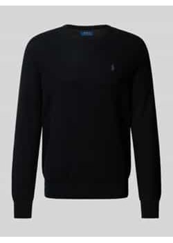 Sweter z dzianiny z wyhaftowanym logo ze sklepu Peek&Cloppenburg  w kategorii Swetry męskie - zdjęcie 177861399