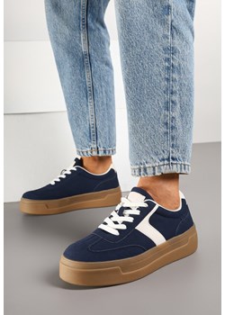 Granatowe Sneakersy Typu Klasyczne Tenisówki na Grubej Podeszwie Hanistra ze sklepu born2be.pl w kategorii Buty sportowe damskie - zdjęcie 177892538