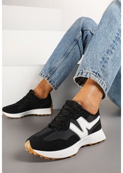 Czarne Płaskie Sneakersy Ozdobione Geometrycznym Wzorem Rividi ze sklepu renee.pl w kategorii Buty sportowe damskie - zdjęcie 177892635