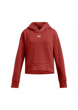 Dziewczęca bluza dresowa nierozpinana z kapturem Under Armour UA Rival Fleece Crop Hoodie - czerwona ze sklepu Sportstylestory.com w kategorii Bluzy damskie - zdjęcie 177893597