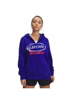 Damska bluza dresowa rozpinana z kapturem Under Armour Project Rock Iron Paradise - niebieska ze sklepu Sportstylestory.com w kategorii Bluzy damskie - zdjęcie 177895506