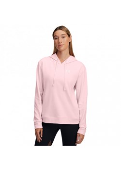 Damska bluza dresowa nierozpinana z kapturem Under Armour UA Rival Terry Hoodie - różowa ze sklepu Sportstylestory.com w kategorii Bluzy damskie - zdjęcie 177895519