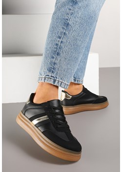Czarne Sneakersy w Stylu Tenisówek Ozdobione Metaliczną Aplikacją Tihanor ze sklepu renee.pl w kategorii Buty sportowe damskie - zdjęcie 177897629