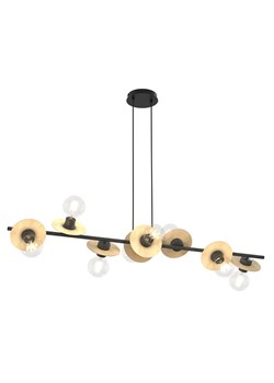 Nowoczesna lampa wisząca czarny + drewno - 2X D160 C1-F51 ze sklepu Edinos.pl w kategorii Lampy wiszące - zdjęcie 177899158