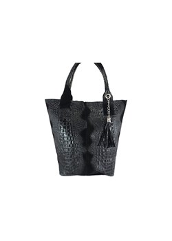 Modny worek skórzany CROCO Barberinis - Czarny ze sklepu Barberinis w kategorii Torby Shopper bag - zdjęcie 177919085