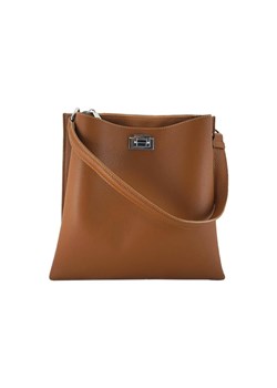 Duża torba damska skórzana na ramię jasnobrązowa ze sklepu Barberinis w kategorii Torby Shopper bag - zdjęcie 177919915