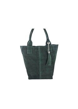 Shopper bag - torebka damska zamszowa - Zielona ciemna ze sklepu Barberinis w kategorii Torby Shopper bag - zdjęcie 177925979