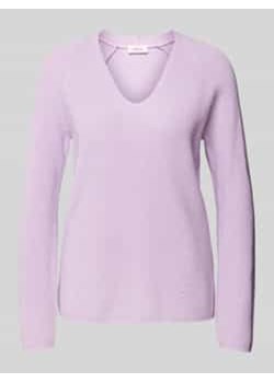 Sweter z dzianiny o kroju regular fit z dekoltem w serek i raglanowymi rękawami ze sklepu Peek&Cloppenburg  w kategorii Swetry damskie - zdjęcie 177946197