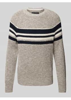 Sweter z dzianiny o kroju regular fit z fakturowaną mieszanką przędzy bawełnianej i muliny ze sklepu Peek&Cloppenburg  w kategorii Swetry męskie - zdjęcie 177947538