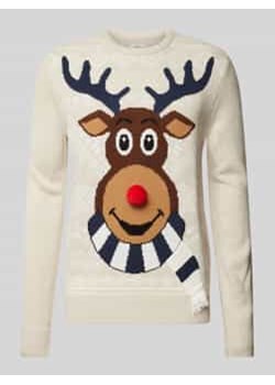 Sweter świąteczny z wyhaftowanym motywem ze sklepu Peek&Cloppenburg  w kategorii Swetry męskie - zdjęcie 177952059