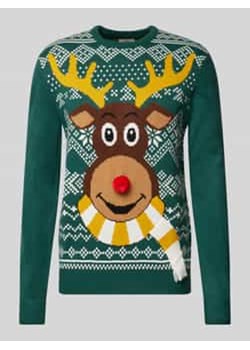 Sweter świąteczny z wyhaftowanym motywem ze sklepu Peek&Cloppenburg  w kategorii Swetry męskie - zdjęcie 177952406