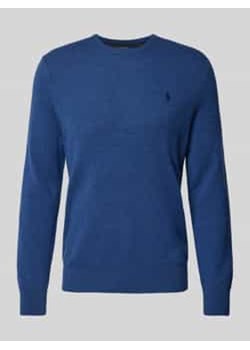 Sweter z dzianiny z wełny lana z okrągłym dekoltem ze sklepu Peek&Cloppenburg  w kategorii Swetry męskie - zdjęcie 177953895