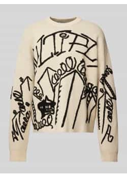 Sweter z dzianiny z nadrukami z napisem ze sklepu Peek&Cloppenburg  w kategorii Swetry męskie - zdjęcie 177957498