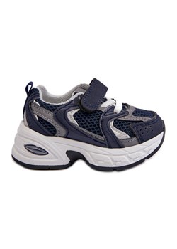 Dziecięce Buty Sportowe Sneakersy Na Rzep Granatowe Rulagia niebieskie ze sklepu ButyModne.pl w kategorii Buty sportowe dziecięce - zdjęcie 177972339