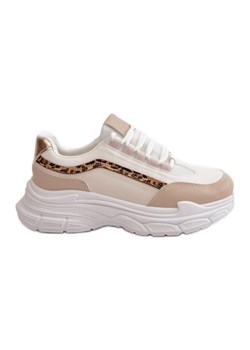 Sneakersy Buty Sportowe Damskie Na Grubej Podeszwie Beżowe Lerila beżowy ze sklepu ButyModne.pl w kategorii Buty sportowe damskie - zdjęcie 177973897