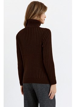 Sweter damski z golfem brązowy M771, Kolor brązowy, Rozmiar L/XL, MOE ze sklepu Primodo w kategorii Swetry damskie - zdjęcie 178011908