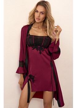Satynowy szlafrok damski Sussean, Kolor bordowy, Rozmiar S/M, LivCo Corsetti Fashion ze sklepu Primodo w kategorii Szlafroki damskie - zdjęcie 178012125