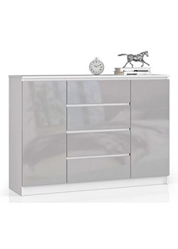 Komoda do salonu z gładkim frontem biała + metalik połysk - Liv 4X 140 cm ze sklepu Edinos.pl w kategorii Komody - zdjęcie 178013146
