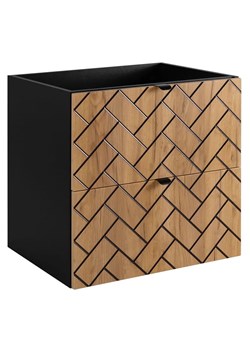 Szafka umywalkowa w jodełkę 60 cm czarny + dąb craft złoty K9-A37 ze sklepu Edinos.pl w kategorii Szafki i regały łazienkowe - zdjęcie 178013168
