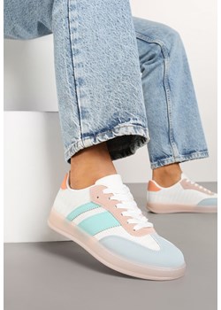 Biało-Niebieskie Sneakersy w Stylu Tenisówek z Paskami Eleaniria ze sklepu renee.pl w kategorii Buty sportowe damskie - zdjęcie 178032636