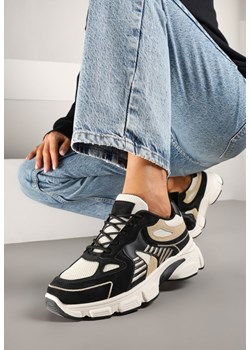 Czarno-Beżowe Sneakersy w Streetwearowym Stylu na Grubej Podeszwie Felethra ze sklepu renee.pl w kategorii Buty sportowe damskie - zdjęcie 178033226