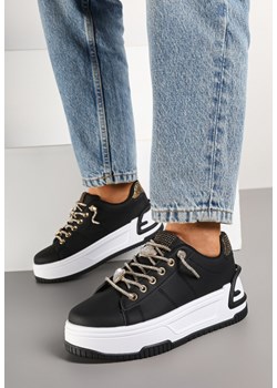 Czarne Sneakersy na Platformie Ozdobione Cyrkoniami Deomaria ze sklepu renee.pl w kategorii Buty sportowe damskie - zdjęcie 178033328