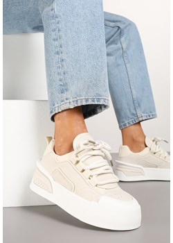 Beżowe Streetwearowe Sneakersy Trampki na Platformie Danenith ze sklepu renee.pl w kategorii Buty sportowe damskie - zdjęcie 178033358