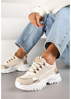 Beżowe Sneakersy w Steetwearowym Stylu na Tłoczonej Platformie Gonavielle ze sklepu renee.pl w kategorii Buty sportowe damskie - zdjęcie 178033436