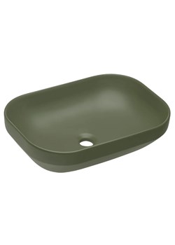 Zielona prostokątna umywalka ceramiczna C1-Z56 ze sklepu Edinos.pl w kategorii Łazienka - zdjęcie 178038595