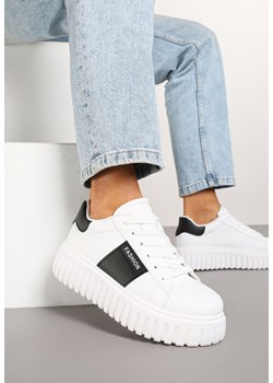 Białe Sneakersy na Tłoczonej Platformie Ozdobione Pasem Eleandelle ze sklepu renee.pl w kategorii Buty sportowe damskie - zdjęcie 178046046