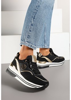 Czarne Sneakersy z Metalicznymi Zdobieniami na Platformie Gonnella ze sklepu renee.pl w kategorii Buty sportowe damskie - zdjęcie 178046169