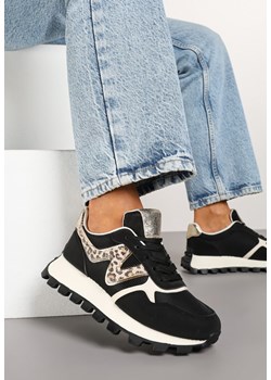 Czarne Sneakersy na Tłoczonej Platformie Zdobione Printem w Cętki Gonalisse ze sklepu renee.pl w kategorii Buty sportowe damskie - zdjęcie 178046187