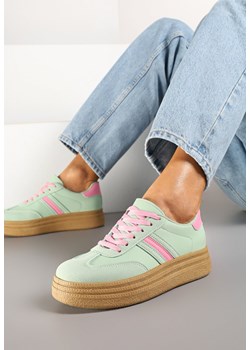 Jasnozielone Sneakersy Kultowe Tenisówki na Grubej Podeszwie Gonelis ze sklepu renee.pl w kategorii Buty sportowe damskie - zdjęcie 178046199