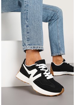 Czarne Sneakersy Ozdobione Geometrycznym Wzorem Hirreti ze sklepu renee.pl w kategorii Buty sportowe damskie - zdjęcie 178046205