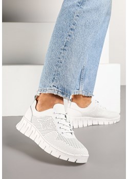 Białe Sneakersy ze Skóry Naturalnej ze Skórzaną Wkładką i Perforacją Nolzedis ze sklepu renee.pl w kategorii Buty sportowe damskie - zdjęcie 178048429