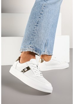 Białe Sneakersy Skórzane z Metaliczną Ozdobą Astevin ze sklepu renee.pl w kategorii Buty sportowe damskie - zdjęcie 178048435