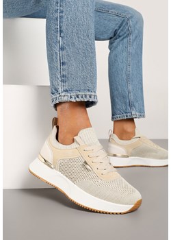 Beżowe Sneakersy z Siateczkową Cholewką Saramis ze sklepu renee.pl w kategorii Buty sportowe damskie - zdjęcie 178048477