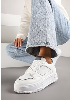 Białe Sneakersy na Platformie Ozdobionej Tłoczeniem Deovithra ze sklepu renee.pl w kategorii Buty sportowe damskie - zdjęcie 178051385