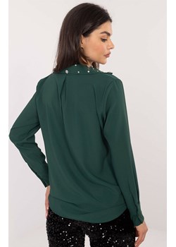 Ciemnozielona koszula z ozdobnym kołnierzykiem DHJ-KS-15260.96, Kolor ciemnozielony, Rozmiar uniwersalny, ITALY MODA ze sklepu Primodo w kategorii Koszule damskie - zdjęcie 178061276