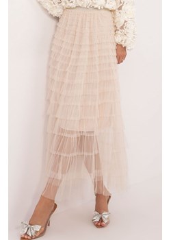 Beżowa spódnica tiulowa z falbanami TW-SD-BI-881.43P, Kolor beżowy, Rozmiar uniwersalny, FactoryPrice ze sklepu Primodo w kategorii Spódnice - zdjęcie 178061395