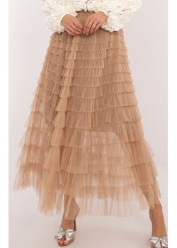 Camelowa spódnica tiulowa z falbanami TW-SD-BI-881.43P, Kolor camel, Rozmiar uniwersalny, FactoryPrice ze sklepu Primodo w kategorii Spódnice - zdjęcie 178061399