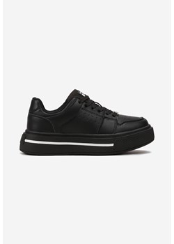Czarne Buty Sportowe na Platformie ze Wstawką z Cyrkoniami na Wiązaniu i Skórzaną Wkładką Dapria ze sklepu born2be.pl w kategorii Buty sportowe dziecięce - zdjęcie 178069558