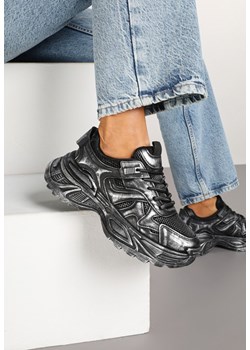 Czarne Sneakersy na Grubej Podeszwie z Tłoczeniami Sadeoriel ze sklepu born2be.pl w kategorii Buty sportowe damskie - zdjęcie 178069589