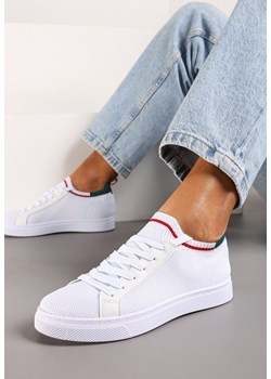 Biało-Zielone Płaskie Sneakersy Wsuwane z Imitacji Skóry ze Sznurowaniami Gaxia ze sklepu renee.pl w kategorii Buty sportowe damskie - zdjęcie 178072045