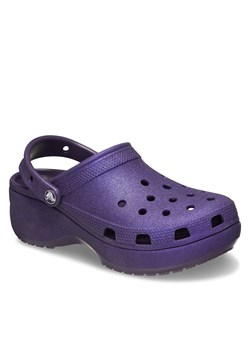 Klapki Crocs Classic Platform Glitter Clog W 207242 Fioletowy ze sklepu eobuwie.pl w kategorii Klapki damskie - zdjęcie 178078935