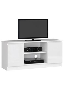 Biała szafka pod telewizor w połysku - Galapi 6X 140 cm ze sklepu Edinos.pl w kategorii Szafki RTV - zdjęcie 178079056