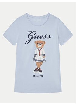 Guess T-Shirt J5RI24 K6YW4 Błękitny Regular Fit ze sklepu MODIVO w kategorii Bluzki dziewczęce - zdjęcie 178080325