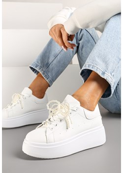 Białe Sneakersy na Platformie z Perełkami i Metalowymi Kuleczkami Selavia ze sklepu renee.pl w kategorii Buty sportowe damskie - zdjęcie 178087505