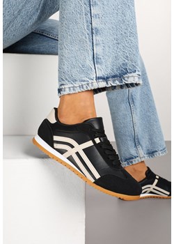 Czarne Sneakersy Klasyczne Tenisówki Zdobione Przeszyciami Ellexia ze sklepu renee.pl w kategorii Buty sportowe damskie - zdjęcie 178088629