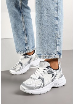 Biało-Srebrne Sneakersy z Siateczką na Piankowej Podeszwie Vallexia ze sklepu born2be.pl w kategorii Buty sportowe damskie - zdjęcie 178088957